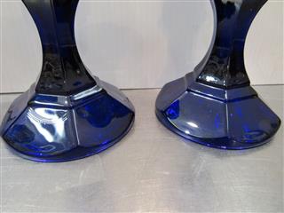 VINTAGE LOT OF 7 COBALT BLUE GLASS CANDLE HOLDERS